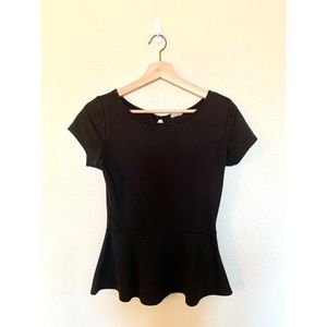TOBI Peplum Cap Sleeve Top Keyhole Detail
